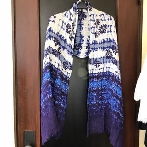 Ribbed blue purple and white scarf wrap